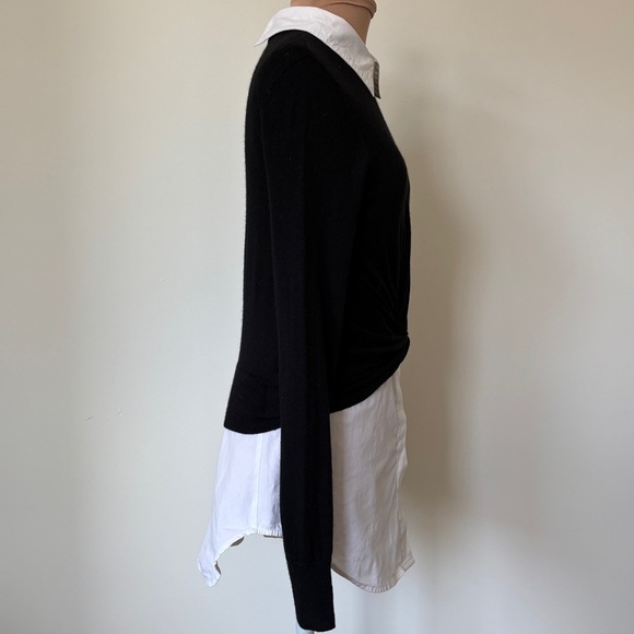 Veronica Beard Phoebe Black White Mixed Media Wool Button Up Sweater Top Size XS - Picture 5 of 12